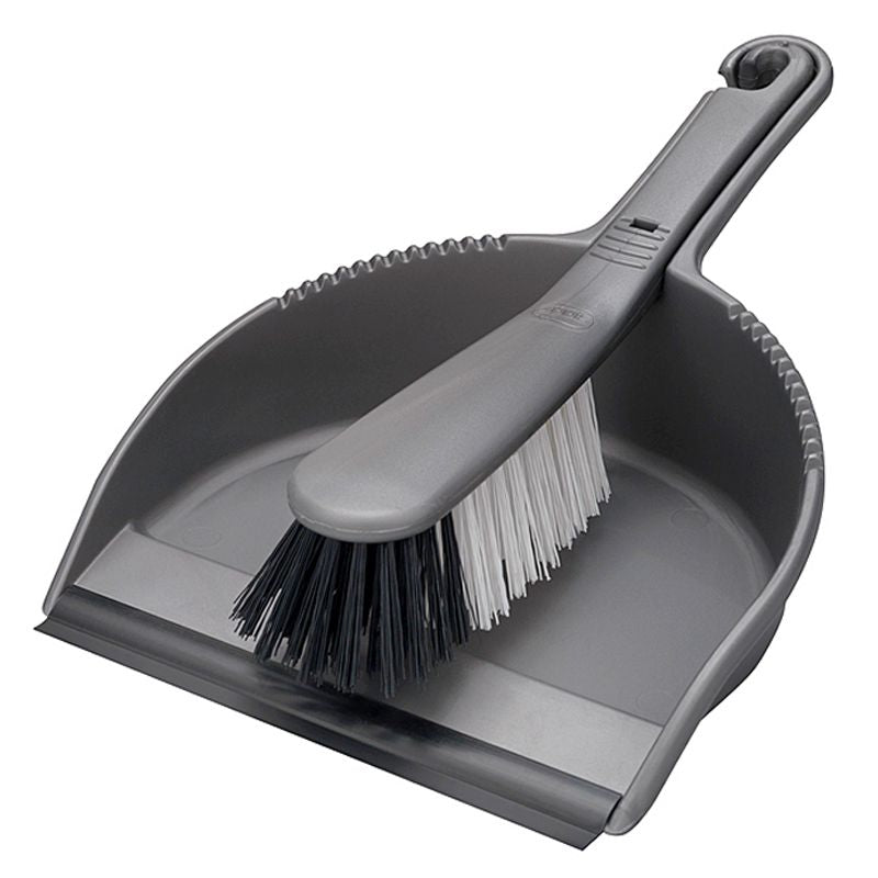 Addis Dustpan & Brush Stiff Metallic