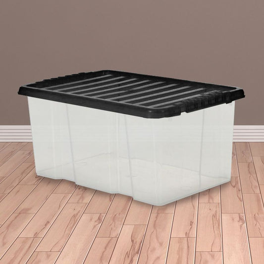 Plastic Storage Box 7 Litres - Clear & Black by TML