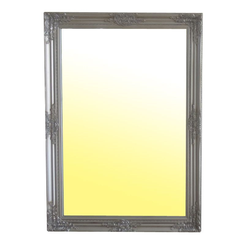 Wooden Frame Baroque Mirror in Silver (74 x 104cm)