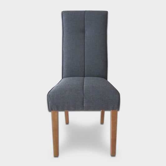 Milan Dining Chair Wood & Fabric Blue Grey