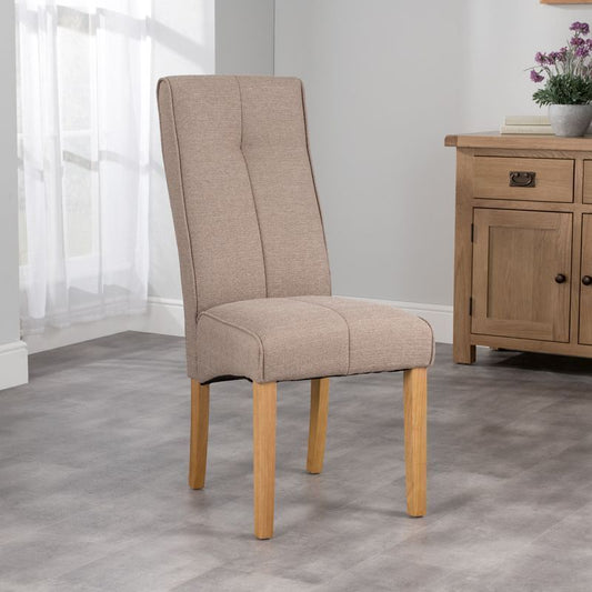 Milan Dining Chair Wood & Fabric Light Brown