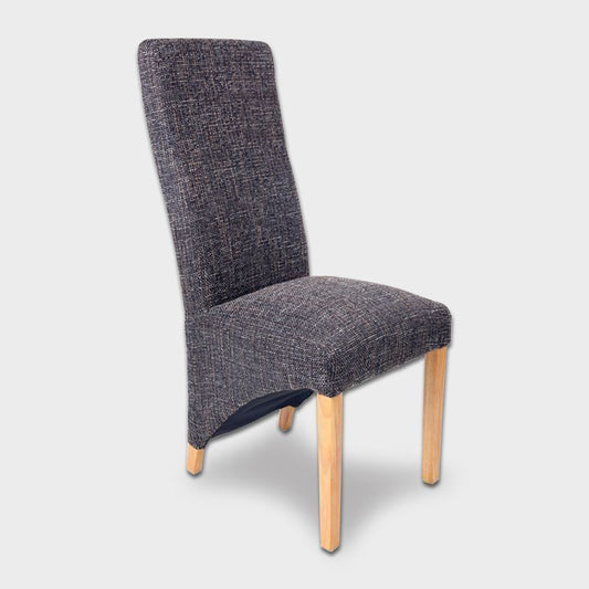 Baxter Dining Chair Wood & Fabric Dark grey