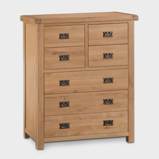 Cotswold Oak Tall Chest of Drawers Natural 7 Drawers