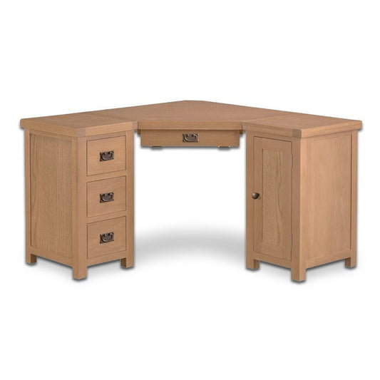 Cotswold Oak Corner Desk Natural 3 Drawers