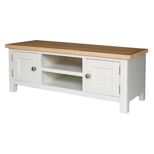 Jasmine Large TV Unit Oak White 2 Doors 1 Shelf