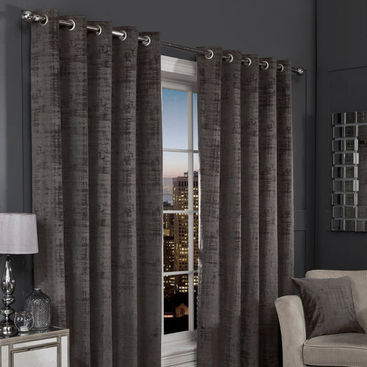 Hamilton McBride Charcoal Florence Blackout Eyelet Curtains (46" x 54")