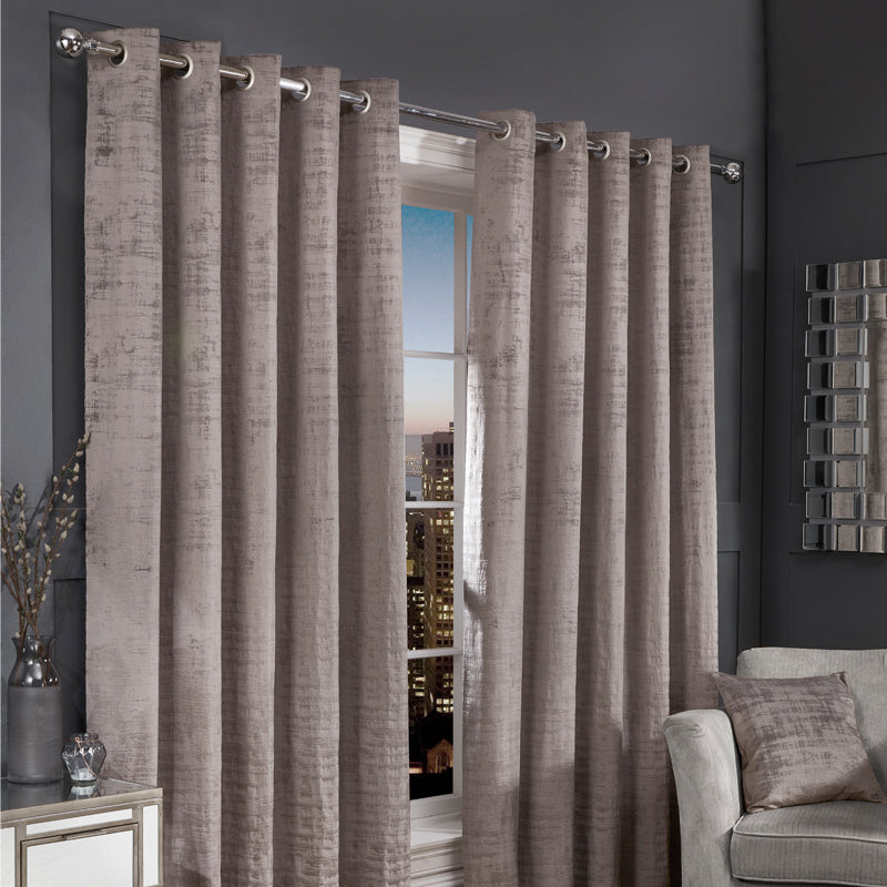 Hamilton McBride Silver Florence Blackout Eyelet Curtains (66" x 72")