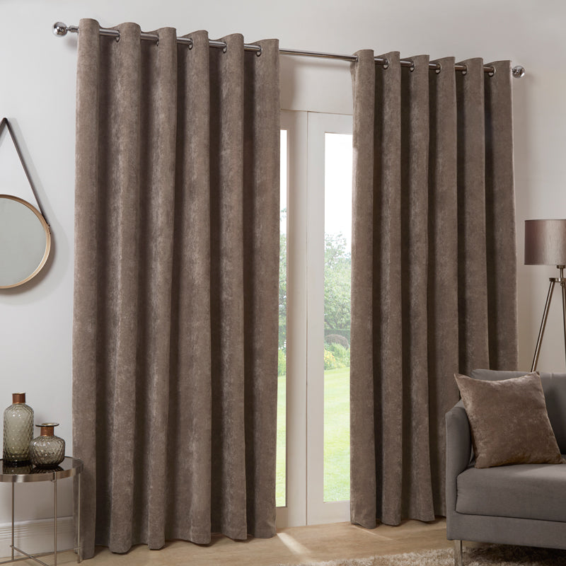 Hamilton McBride Dove Italian Velvet Blackout Eyelet Curtains (46" x 54")