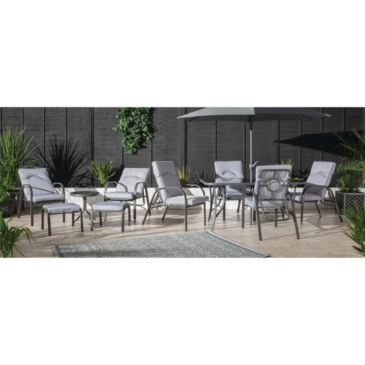 Hartwell Garden Patio Dining Set by Croft - 6 Seats Grey Pinstripe Cushions