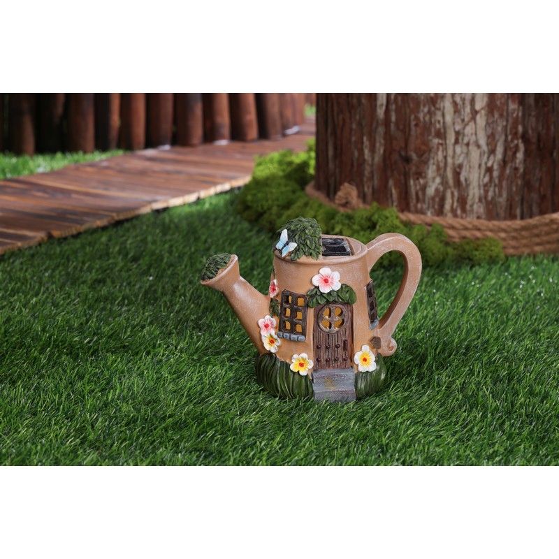 Teapot Solar Garden Light Ornament Decoration Warm White LED - 22cm Woodland Wonder by Bright Garden