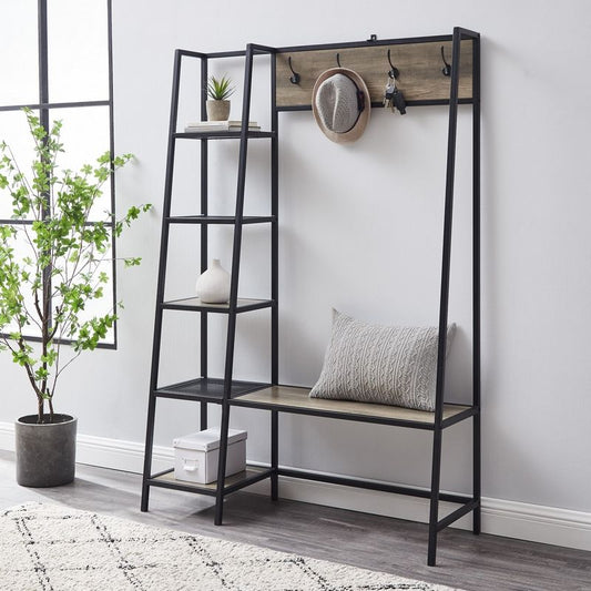 Rustic Tall Shelving Unit Black 5 Shelves