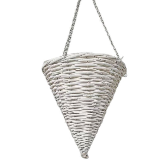 Garden Hanging Basket White Willow Cone 30cm By Croft