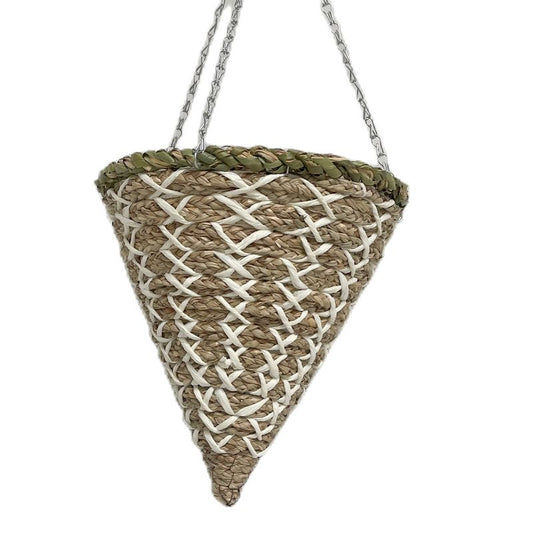 Garden Hanging Basket Brown Rattan Cone 30cm By Croft