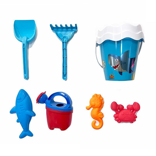 Blue Shark Bucket Beach Play Set