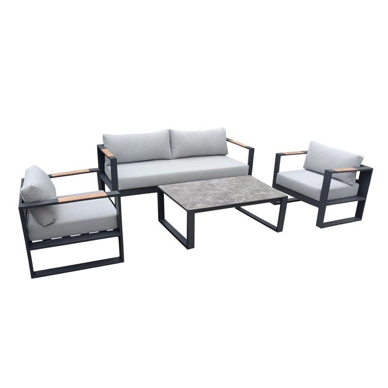 Arles Garden Sofa Set by Croft - 4 Seats Grey Cushions