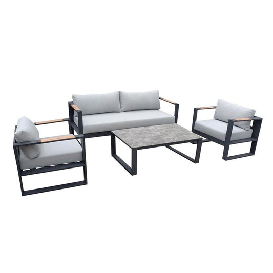 Arles Garden Sofa Set by Croft - 4 Seats Grey Cushions