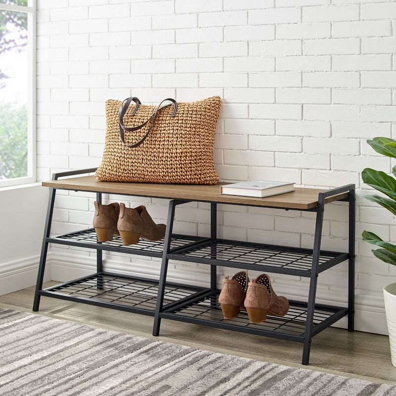 Contemporary Large Shoe Storage Black 2 Shelves