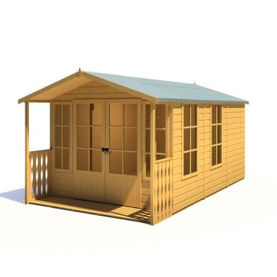 Shire Delmora 13' 11" x 8' 6" Apex Summerhouse - Premium Dip Treated Shiplap