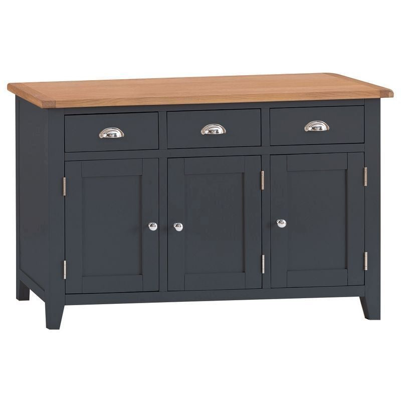 Aurora Midnight Large Sideboard Oak 3 Doors 3 Drawers