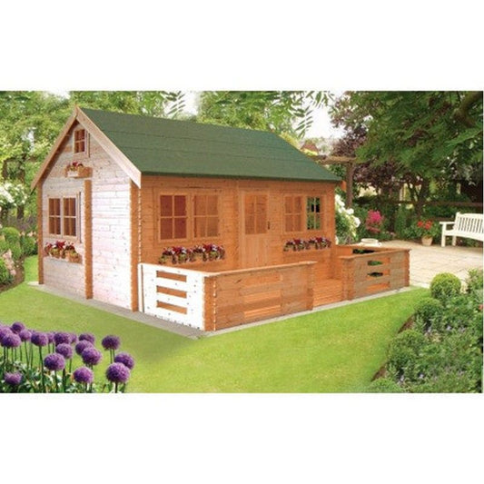 Shire Pemberey 12' 9" x 18' Reverse Apex Log Cabin - Premium 34mm Cladding Tongue & Groove