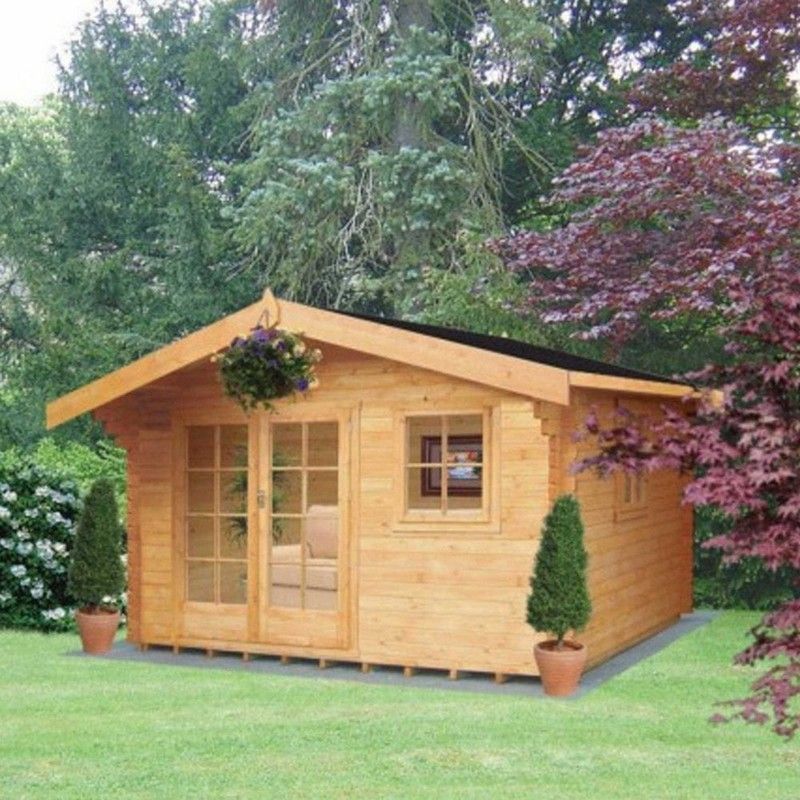 Shire Tunstall 11' 9" x 7' 10" Apex Log Cabin - Premium 44mm Cladding Tongue & Groove