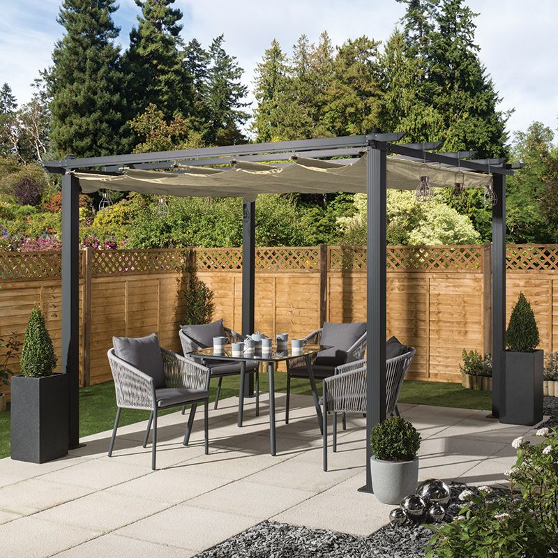 Premium Garden Gazebo 3x3m Aluminium by Croft with a Cream Canopy